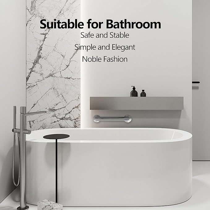 Shower Grab Bar, 2 Pack 12 Inch Brushed Nickel Bathroom Safety Bar, 1.25" Diameter 304 Stainless Steel Grab Bars for Bathtubs and Showers, Handicap Shower Grab Bar for Seniors Elderly