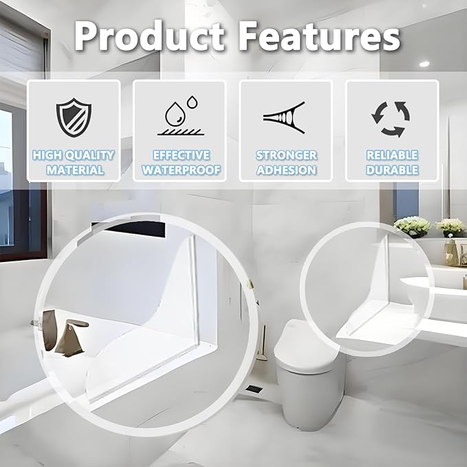 Splash Guard for Bathtub, Clear Bathtub Splash Guard Self-Adhesive Shower Tub Corner Splash Guard to Keep Water in Shower or Bath Can Be Used in Washbasin Tubs Sinks - Pack of 2