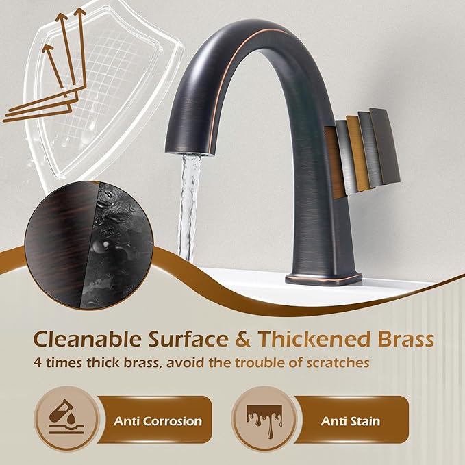 Brass Roman Gooseneck Tub Filler, Oil Rubbed Bronze Garden Tub Faucet Deck Mount Bath Faucet Set, 3 Hole High Flow with Valve & Hose, 12-20in Widespread