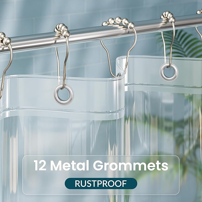 Titanker Clear Shower Curtain Liner, Plastic Shower Liner PEVA 72 x 72 Lightweight Waterproof Shower Curtains for Bathroom with Magnets and Rustproof Grommets