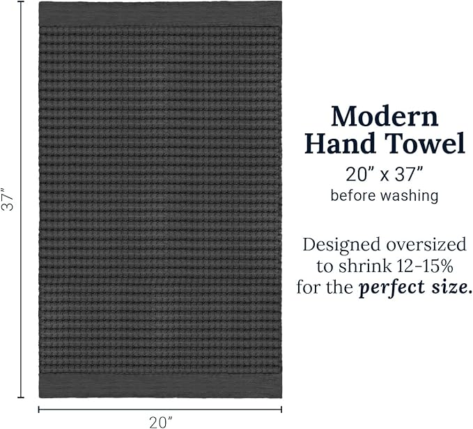 GILDEN TREE Waffle Hand Towels for Bathroom Quick Dry Large Luxury Lint Free Super Absorbent Cotton Hand Towels Set of 2, Modern Style (Faded Black)