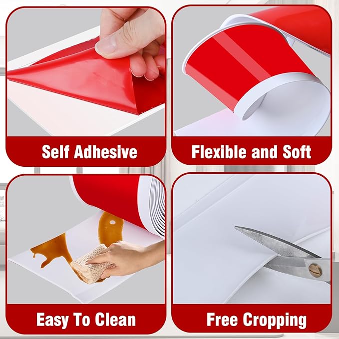 Vinyl Baseboard Molding Trim 6 Inch x 20 Feet Peel and Stick Baseboard Trim Flexible PVC Cove Base Moulding Self-Adhesive Trim for Garage Bathroom Cabinet Floor Walls, White