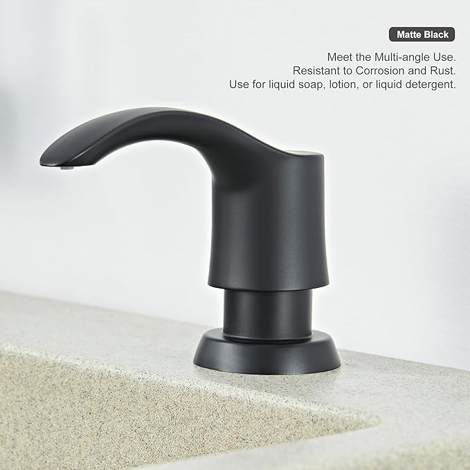 GAGALIFE Kitchen Sink Soap Dispenser with Large Bottle, Built in Sink Soap Dispenser Refill from Top, Matte Black G080B