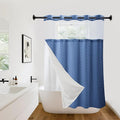 Hookless Shower Curtain with Snap in Liner 71" x 74" Double-Layer Waterproof Polyester Shower Curtain for Bathroom or Hotel Use,Removable Liner,Magnetic Hem,Large Rings,Machine Washable,Navy Blue