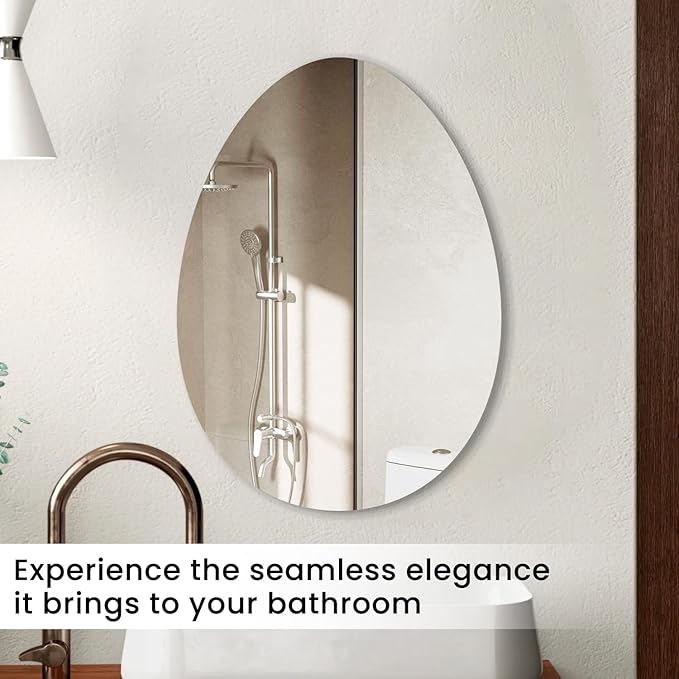 VASUHOME Drop Frameless Bathroom Mirror, 20 x 28 Inch Wall Vanity Mirror, Large Wall Mounted Mirrors for Bathroom, Living Room, Bedroom