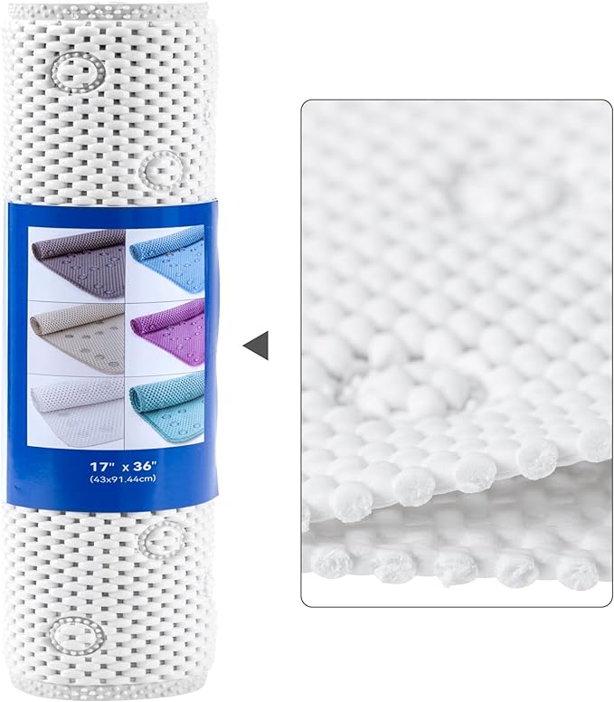 Double Layer Foam Non Slip Bathtub Mat 37x17in, More Comfortable and Thicker Tub Mat Than Ordinary Foam Shower Mat, Bath Mat for Tub with Suction for Comfort and Safety (White, 36'' x 17'')