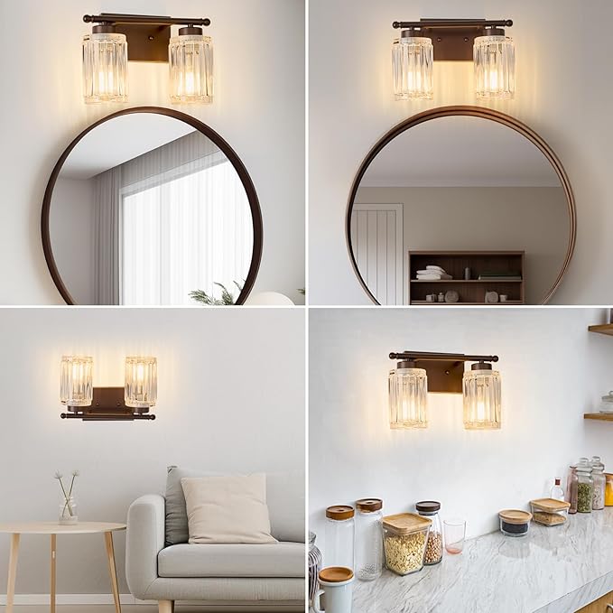 2 Light Bathroom Light Fixtures Modern ORB 12 Inch Vanity Lights for Bathroom Lighting Fixtures Over Mirror with Thickened Glass Shade for Cabinet Mirror Bedroom Hallway