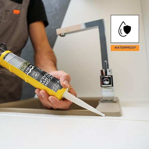 Adhesive Guru AG530 Siliconized Acrylic Sealant (10.5 fl oz), Waterproof Paintable Caulk for Bathtubs, Windows, Showers, Indoor Outdoor Caulking Weatherproof, White - 1 Pack