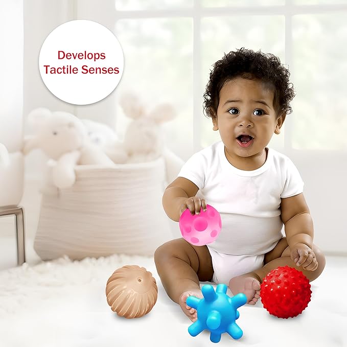 Sensory Balls for Baby Ball for Toddlers 1-3,Textured Multi Ball Set Soft Balls Montessori Toys for Babies 3 Months+, Bright Color Infant Toys (4 Pack),Perfect for Easter Basket Stuffers Gifts