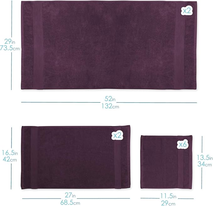 Hearth & Harbor Bath Towels for Bathroom - 100% Ring Spun Cotton Luxury Bathroom Towels - Ultra Soft & Highly Absorbent, Bath Towels Set of 6 - Burgundy Red