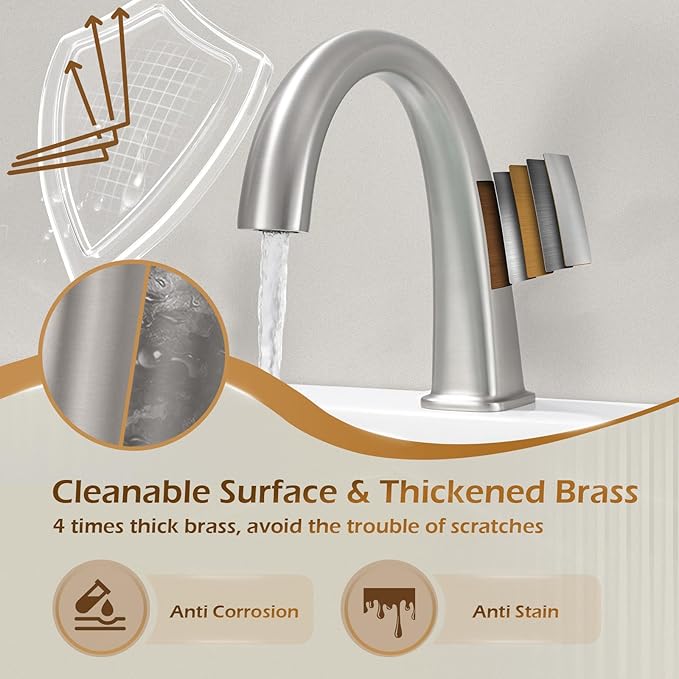 Brass Bathtub Faucet Roman Tub Faucet Gooseneck Tub Filler, Brushed Nickel Garden Tub Faucet Deck Mount 3 Hole High Flow Bathtub Faucet Set, with Valve & Hose, 12-20in Widespread