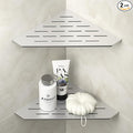 Corner Shower Shelf 10" Brushed 304 Stainless Steel Pentagonal Heavy Duty Floating Corner Sheves Slot Design Recessed Bathroom Shelf for Tiled Wall 2 Pack, No Drilling Needed