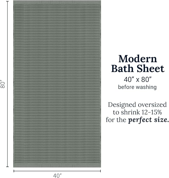 GILDEN TREE Waffle Bath Sheet Quick Dry Towel, Thin Luxury Bath Towels, Bath Sheets 40x80 Large Bath Towels, Modern Style (Sage Grey)