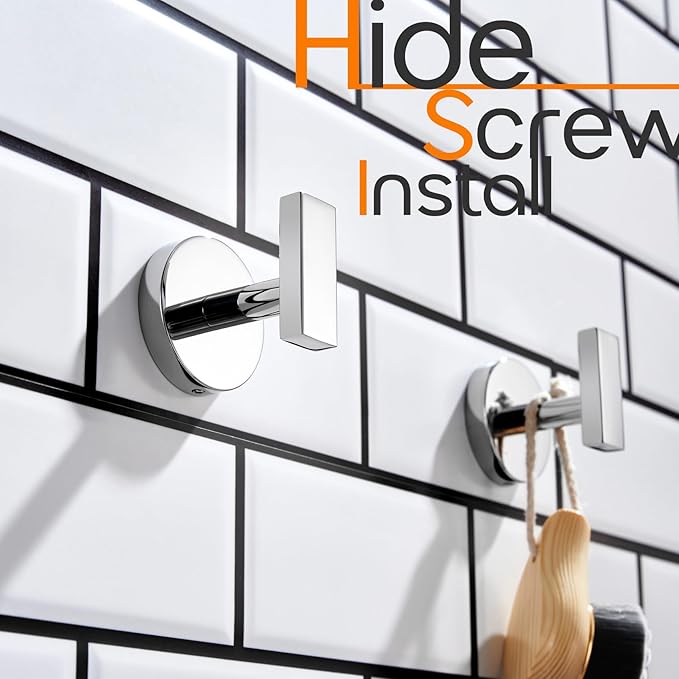 Robe Hook Polished Chrome Bath Towel Hooks Stainless Steel Wall Hooks for Bathroom Kitchen Closet Garage Door Hanger 3 Pack, AN1001CH-P3