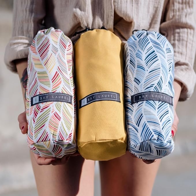BAY LAUREL Turkish Beach Towel with Travel Bag 39 x 71 Quick Dry Sand Free Lightweight Large Oversized Towels Light - Pack of 4 (Pack of 4 - Aqua with Blue Floral Bag)