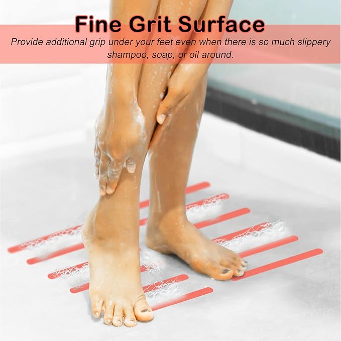 S&X Non Slip Bath Stickers,Gritty Textured Slip-Resistant Treads,0.75-Inch by 11-Inch,12 Strips Per Pack (Rosy)