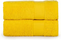 Hencely Luxury Hand Towel - Set of 2 (16x28 Inches) - Soft Turkish Cotton, Absorbent, Quick-Drying Face, Body, Kitchen, and Bathroom Towel (Hand Towels 2 Pack, Yellow)