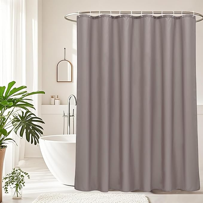 AooHome Stall Size 36x72 Inch Shower Curtain Liner, Half Size Solid Shower Curtain with Hooks, Weighted Hem, Waterproof, Chocolate