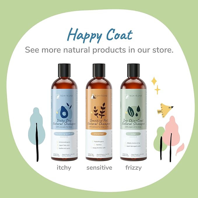 kin+kind Oatmeal Shampoo for Dogs & Cats – Natural Anti Itch Pet Shampoo for Sensitive Skin with Colloidal Oatmeal, Coconut Oil & Olive Oil – Moisturizing Oatmeal Bath for Dry & Itchy Skin – Bundle