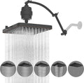 Hibbent Rain Filtered Shower Head, 13'' High Pressure Rainfall 5 Modes Showerhead with 16" Shower Head Extension Arm, Brass Adjustable Shower Arm Extender, 20 Stage Shower Filter, Oil Rubbed Bronze