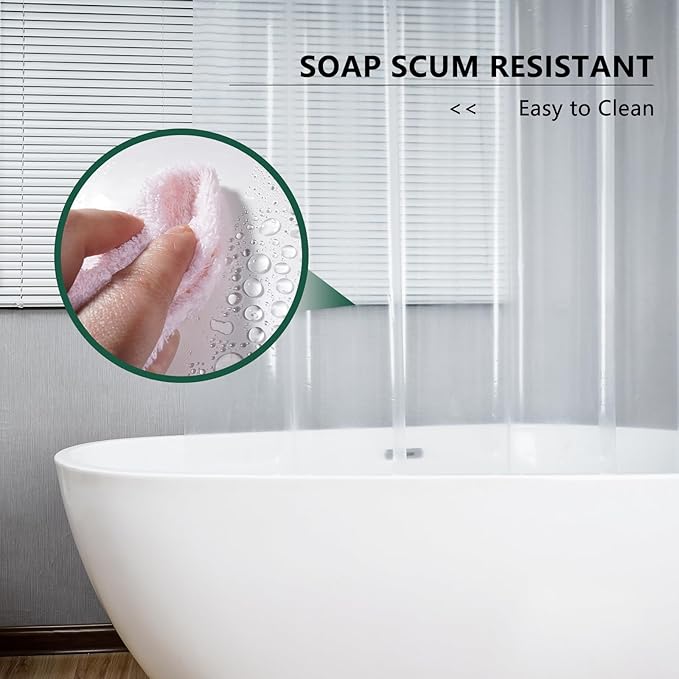 AooHome Thin Clear Shower Curtain Liner, Premium Light Weight EVA 4G Plastic Bathroom Shower Liner with Rustproof Metal Grommets and Bottom Magnets, 54x72 inch (No Hooks)