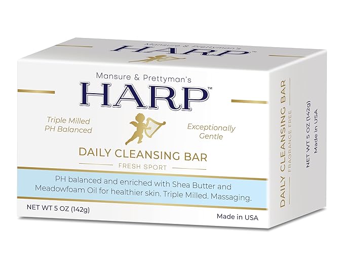 HARP pH-Balanced (5.0-6.0) Body Wash Bar. 100% Syndet. Protects Moisture Barrier For Sensitive, Dry or Irritated skin. + Shea Butter/Borage Oil. Non-Comedogenic. FRESH SPORT FRAGRANCE
