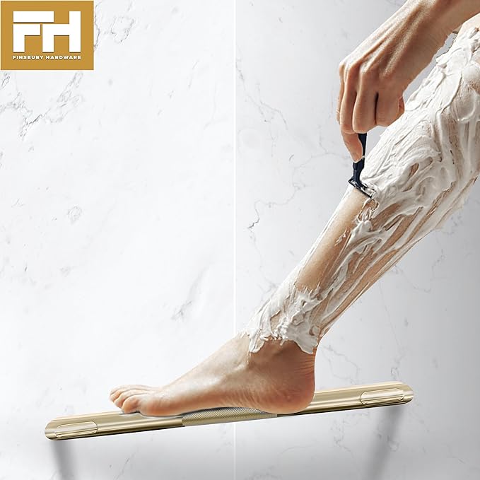 Shower Foot Rest, Corner Shower Bar for Shaving Legs, Wall Mounted Hotel Shower Foot Ledge, Brass Bar Bathroom Foot Step (Satin Brass)