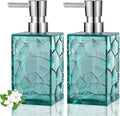 Hand Soap Dispenser, Clear Acrylic Plastic Liquid Pump Bottles Refillable Lotion Dispenser for Bathroom Decor Kitchen College Dorm, Teal 2 Pack