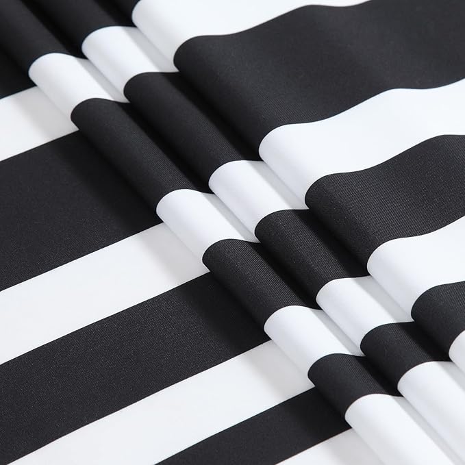 White and Black Striped Shower Curtain 72x78 Inches, Waterproof Fabric with Modern Gradient Lines, 12 Rustproof Grommets & Weighted Hem