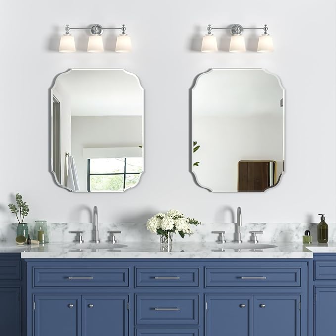 Silver Wall Mirror-Beveled Edge Frameless Mirrors for Bathroom, Vanity, Bedroom, Rectangle Mirrors（17.8X23.7inch）