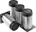 4 Inch Metal Furniture Legs Stainless Steel Adjustable Legs Silver Table Legs Round Cabinet Legs for Coffee Table Cabinet Desk Sofa Shelves, Pack of 4