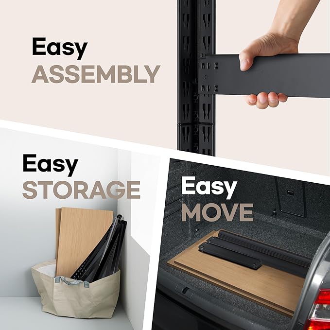 HOMEDANT House 5 Tier Laminated Metal Shelving Unit Adjustable Storage Utility Rack Heavy Duty Shelves Organization Multipurpose Shelf Kitchen Garage Pantry Closet (4, (S) 24.4" W, Black)