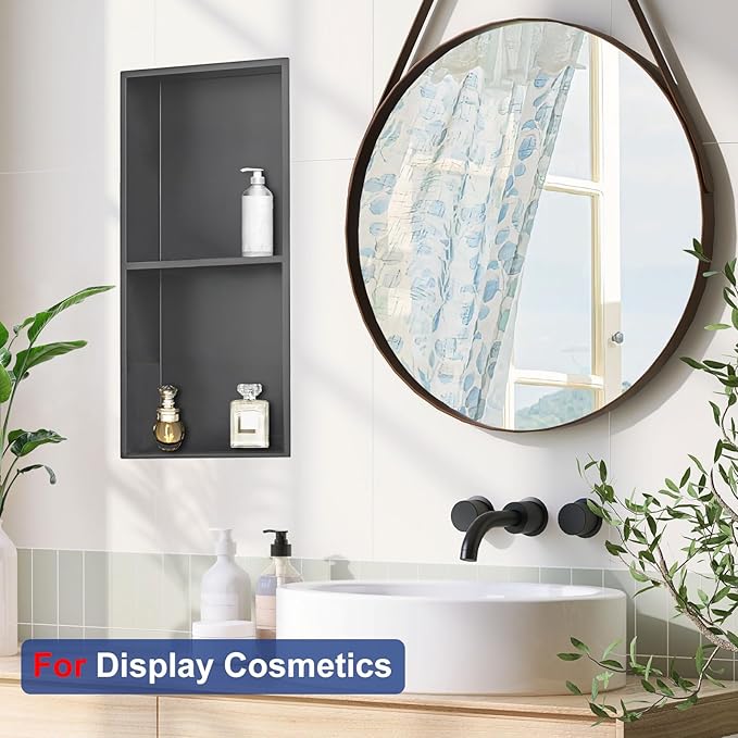 Shower Niche, Stainless Steel Elegant Bathroom Niche, No Tile Needed Recessed Shower Shelf Organizer for Storage