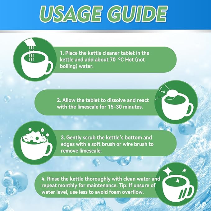 Kettle Descaler Tablet, 36 Pack Kettle Cleaner Removes Hard Water Buildup, Efficient Water Bottle Cleaning Tablets, Limescale Remover Tablet For Kettles, Coffee Machines, Shower Heads