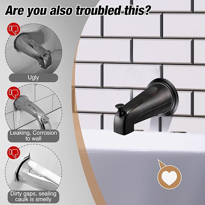 Dreyoo Metal Tub Spout Cover Ring, Bathtub Spout Trim Plate Ring with 1 Pcs Foam Gasket, 1-1/2 Inch ID and 3-5/8 Inch OD(Oil Rubbed Bronze)