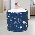 ptlsy Portable Bathtub, Japanese Soaking Bath Tub for Shower Stall, Foldable Bathtub with Thermal Foam, Freestanding, Folding & Soaking Spa Bath Tub with Pillow for Small Spaces (Blue Sky)