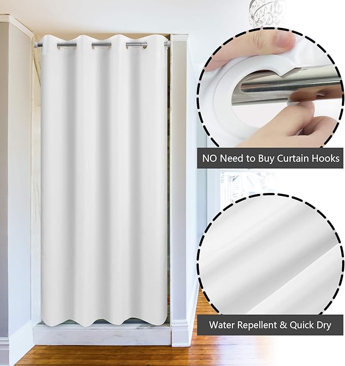 River Dream No Hook Stall Shower Curtain Microfiber Fabric - Soft 42" Width Shower Stall Curtain Hotel Grade, Waterproof & Machine Washable, White, 42x74