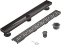 HEATGENE 28-Inch Linear Shower Drain in Venetian Bronze - Stainless Steel Rectangular Shower Floor Drain - Removable Decorative Cover - Adjustable Leveling Feet - CUPC Certified