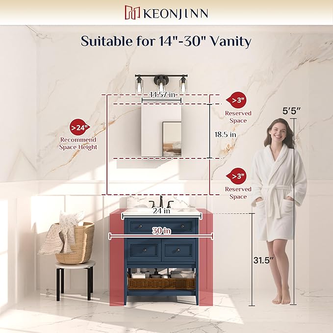 Keonjinn Small-Sized Medicine Cabinet 14.5 x 18.5 in, Assembly Required, Bathroom Medicine Cabinets Mirror, Lightweight, One Shelve Only, Surface Mount or Recessed, Tempered Glass