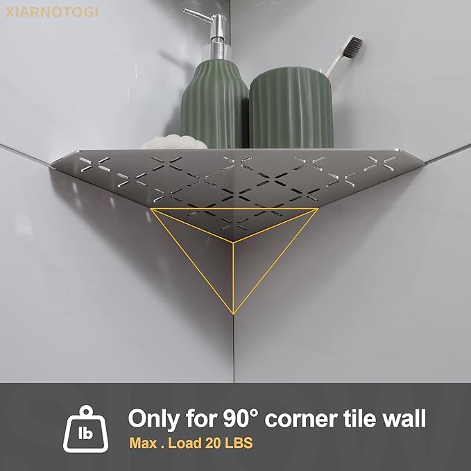 Recessed Corner Shower Shelf, 10" SUS304 Stainless Steel, Heavy Duty Shower Shelf, Grout in Bathroom Shelves for Tile Walls (2 Pack, Cross-Brushed)