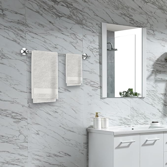Newfun 8-Pieces 24" Bathroom Hardware Set, Bathroom Accessory Set, Includes 24" Adjustable Bath Towel Bar, Towel Rings Wall Mounted, Toilet Paper Holder, Robe Towel Hooks (Polished Chrome)