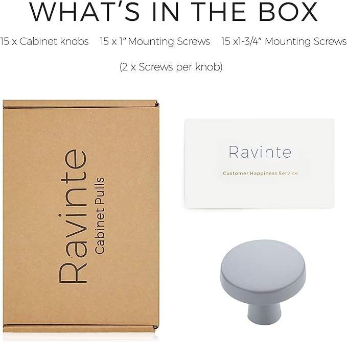 Ravinte 15 Pack Drawer Pulls 1-1/4 Inch Kitchen Cabinet Knobs Solid Round Dresser Drawer Knobs Grey Dresser Knobs Drawer Knobs Simple Cabinet Hardware for Cupboard Drawer Pulls