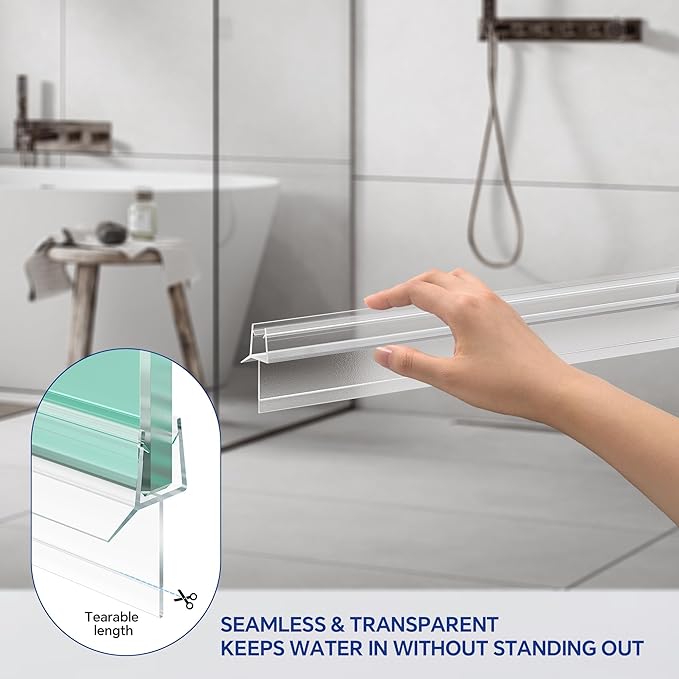 2-Pack Frameless Shower Door Bottom Seal (3/8" X 36") Clear Glass Seal Strip Shower Door Sweep - Stop Shower Leaks