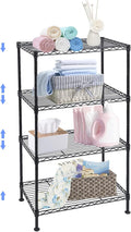 BNSPLY 4 Tier Wire Shelving Unit, Height Adjustable Wire Shelves with NSF Certified, Metal Storage Rack Shelf Unit for Kitchen, Laundry, Bathroom, Pantry, Closet (12" D x 19.7" W x 31.5" H, Black)