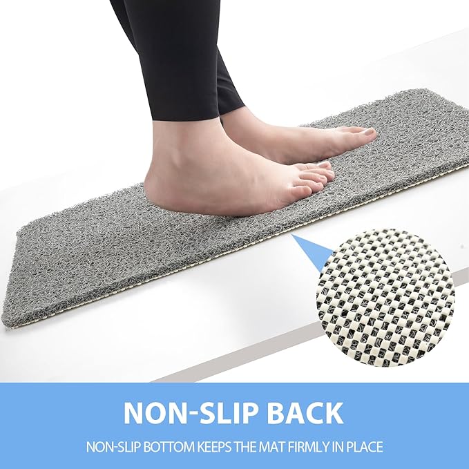 Non-Slip Bathtub Mat, Anti Slip Shower Mat, Fast Drying Bathtub Mats, Foot Scrubber Mat, Anti Slip Mat for Tub, Floor, Bathroom, Kitchen, Home, Hotel (Grey 71"×24")