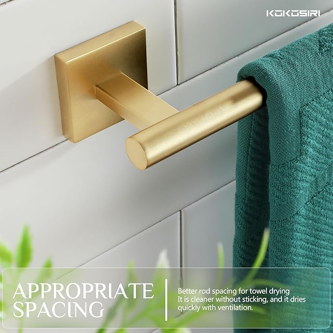 KOKOSIRI Bathroom Towel Bar 32'' Towel Holder for Bath Kitchen Cabinet Towel Rails 32 Inch Brushed Gold Stainless Steel B4005BG-L32