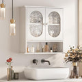 Medicine Cabinet for Bathroom,2 Acrylic Doors White Oval Bathroom Wall Cabinet,Over Toilet Storage Cabinet for Laundry Room/Kitchen/Living Room,Surface Mount Medicine Cabinets 23x24