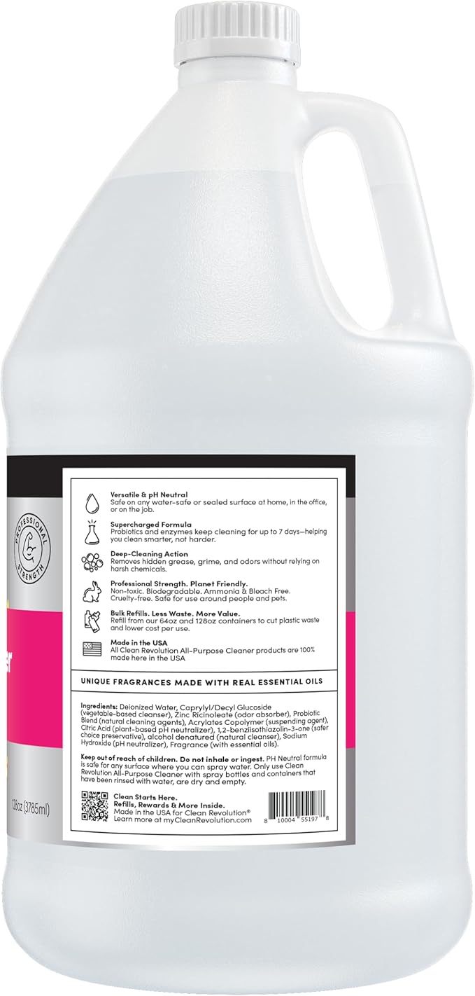 Clean Revolution SuperCharged All Purpose Cleaner, Non-Toxic, Eco-Friendly & Plant-Based, Ready to Use, Dreamy Citrus, 128 Fl Oz