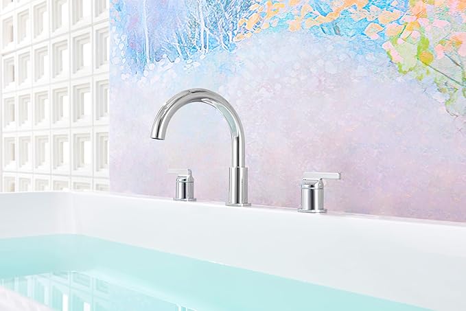 SITGES Chrome High-Arc Bathtub Faucet,Solid Brass,2-Handle Deck Mount Tub Faucet,3-Hole Roman Bath Tub Faucet Set with Valve