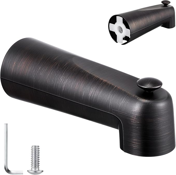 Enhon 7 Inch Slip on Tub Spout with Diverter, Compatible with Moen 3839/Moen 3853, Bathtub Diverter Spout Fits 1/2" Copper Water Tube(5/8" Diameter), 5/32" Hex Wrench(Oil Rubbed Bronze,Classic)